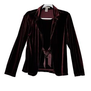 notation Womens‎ Large Velvet 2 in 1 Cami Cardigan Jacket Holiday Burgundy
